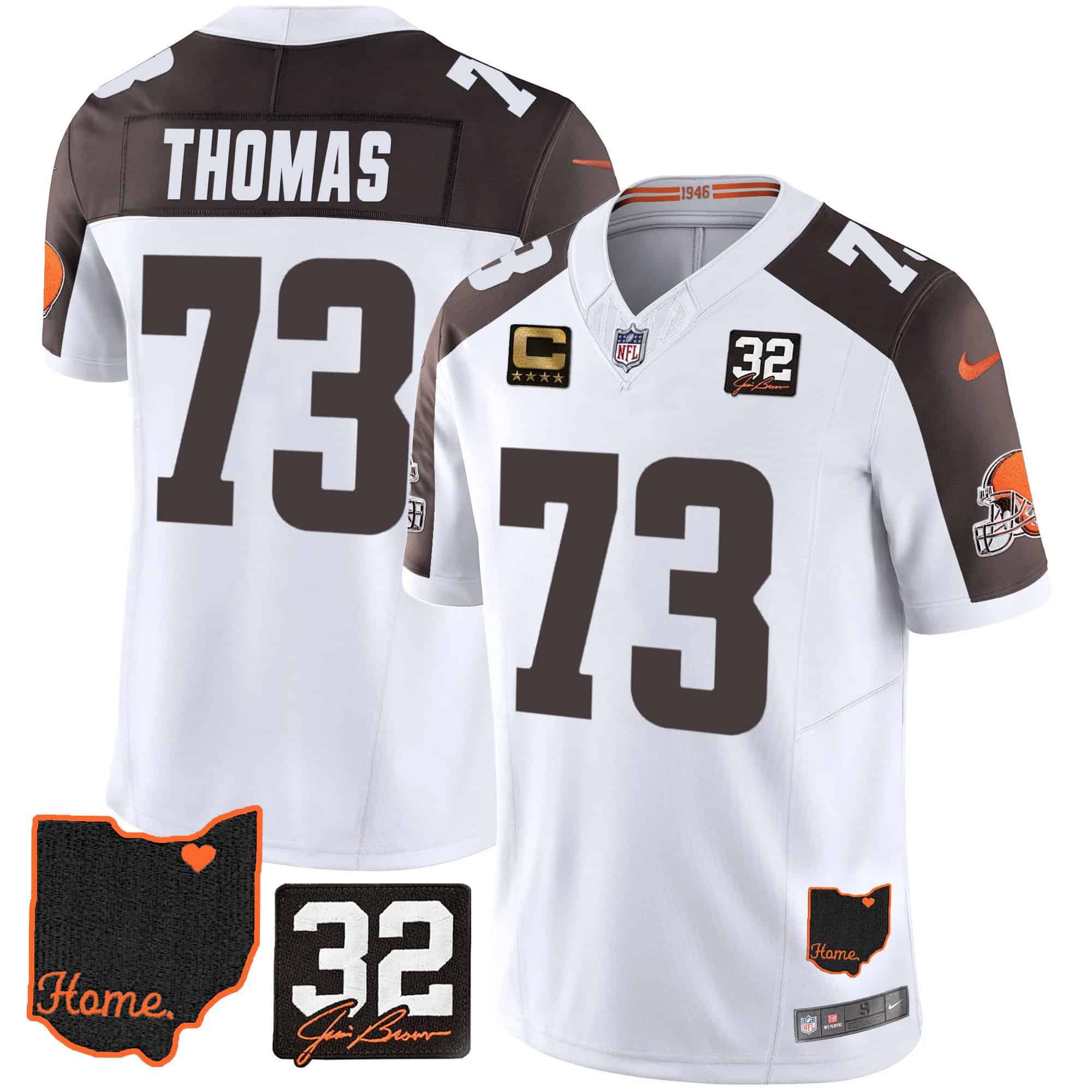 Men Cleveland Browns #73 Thomas White Memorial Home Patch 2024 Nike NFL Jersey style 1->indianapolis colts->NFL Jersey